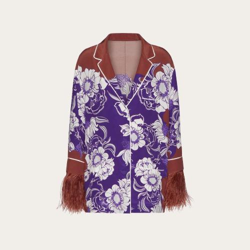  VALENTINO华伦天奴 22年秋冬 女士 睡衣 CHEMISE FACON PYJAMA EN CREPE DE CHINE IMPRIMé ST