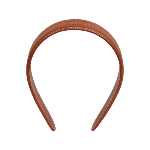 CELINE/赛琳 22新款 TRIOMPHE系列 女士黄褐色光滑小牛皮头带发箍460CY3CFS.03TN