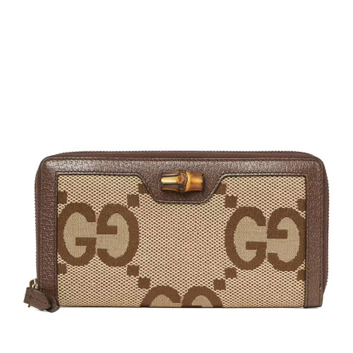 GUCCI/古驰 Diana系列 女士骆驼色竹子饰面横向钱包658634UKMBT2572