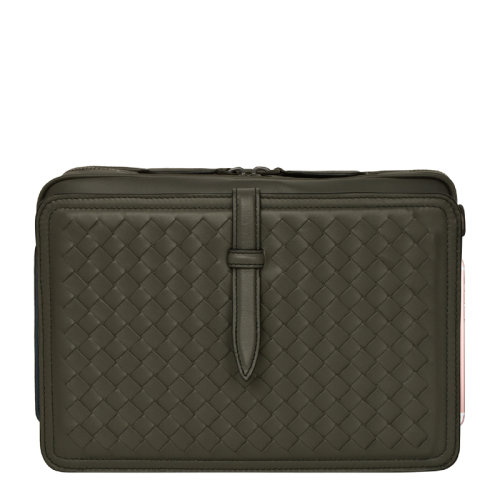 Bottega Veneta/葆蝶家 女士深绿色牛皮编织单肩包斜挎包链条包女包 396485-VAUQ1-8572