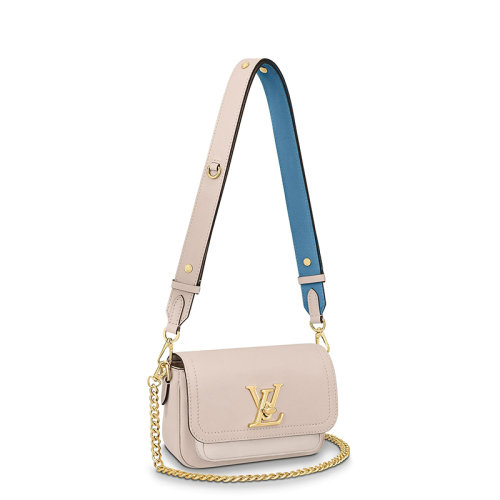 Louis Vuitton/路易威登 22春夏新款LOCKME TENDER系列 女士灰褐色牛皮革金扣金链翻盖开合单肩斜跨手提链条包M58554