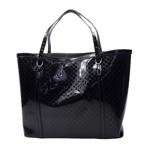 GUCCI/古驰 女士纯色菱格纹漆皮经典双G字母徽标印花大号搭扣开合单肩包手提包购物包女包 309613-AV12G 多色可选