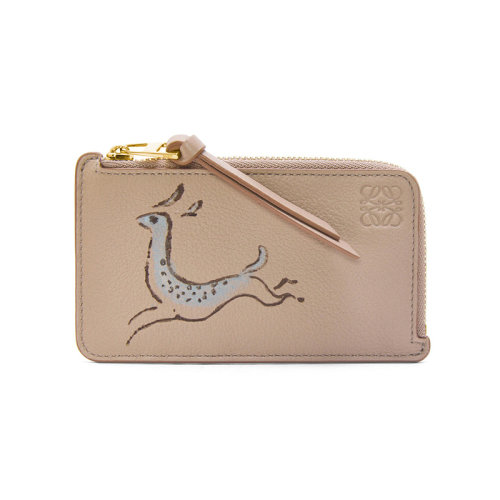 LOEWE/罗意威 23春夏新款 女士沙色小牛皮小鹿图案拉链开合卡包C643Z40X31-2150