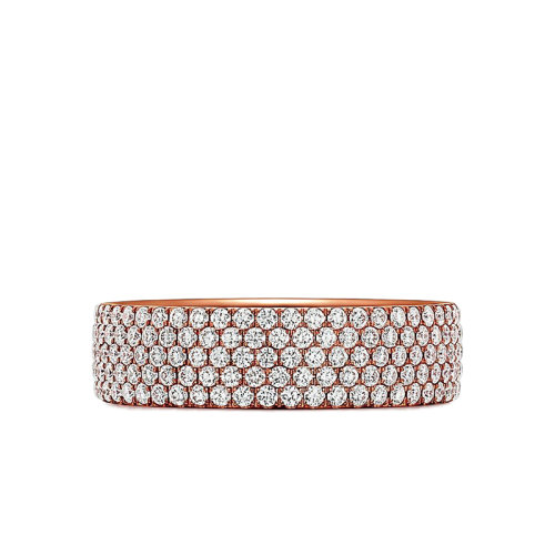 Tiffany & Co./蒂芙尼 Metro系列 18K金玫瑰金镶嵌五行钻石戒指婚戒GRP11827