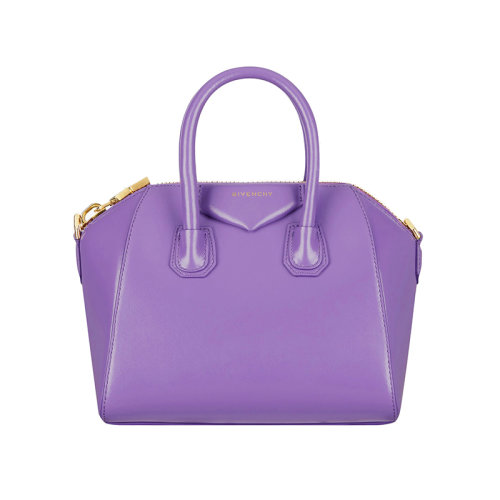 Givenchy/纪梵希 22新款 女士紫色小牛皮拉链开合金色字母标志调节拆卸肩带金色饰面手提肩背斜挎包BB50P2B13A-520