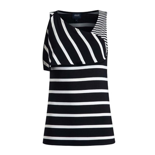  ARMANI JEANS/阿玛尼牛仔 女士黑白条纹粘胶纤维连衣裙裙子 3Y5M72 5JZFZ 22RC PLFSX