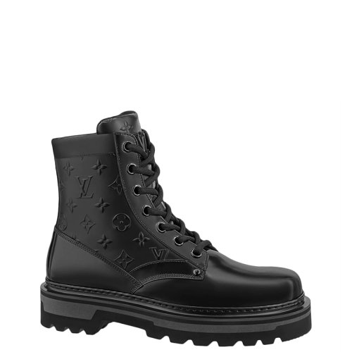 Louis Vuitton/路易威登 22年早春新款 LV RANGER系列 男士黑色小牛皮老花压花马丁靴短靴1A9FDJ