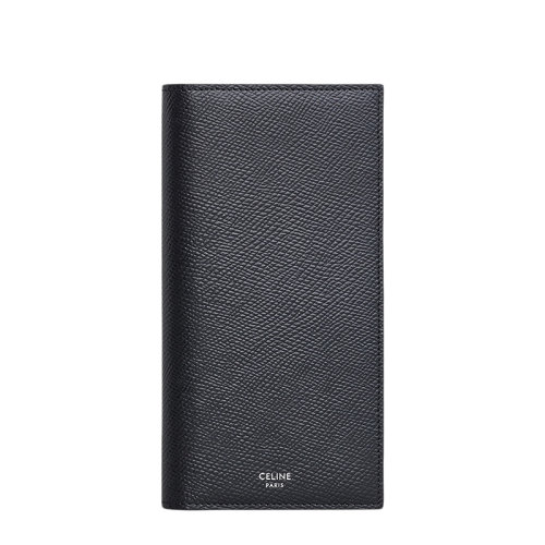 CELINE/赛琳 经典款 男士黑色粒面小牛皮垂直长款双折钱包10C863BEN.38SI