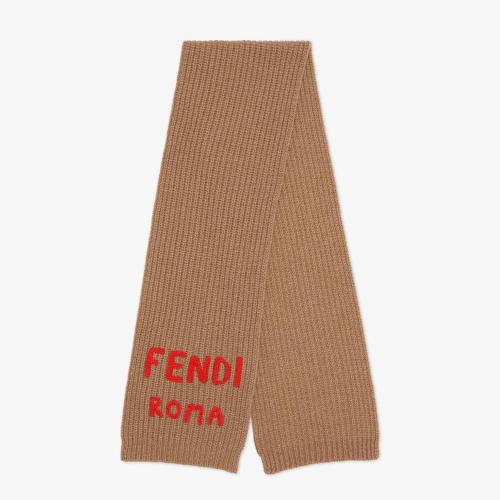  FENDI芬迪 22年春夏 女士 围巾 米色羊毛围巾 FXT352AIX0F0UBY