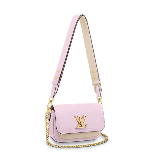 Louis Vuitton/路易威登 22春夏新款LOCKME TENDER系列 女士棉花糖色粒面小牛皮金扣配可拆卸链条可拆卸肩带单肩手提链条包M59732