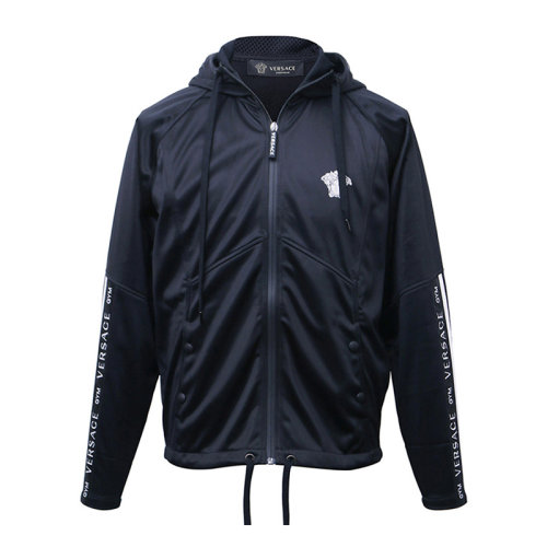 VERSACE/范思哲  男装男士黑色棉质连帽拉链时尚休闲夹克外套   AUU18000AP00173A008  GMH0022B