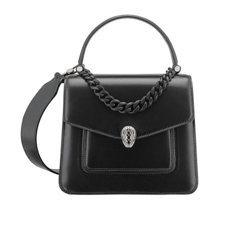 BVLGARI/宝格丽 SERPENTI FOREVER系列 女士Maxi黑色纳帕皮链式斜挎单肩包290874