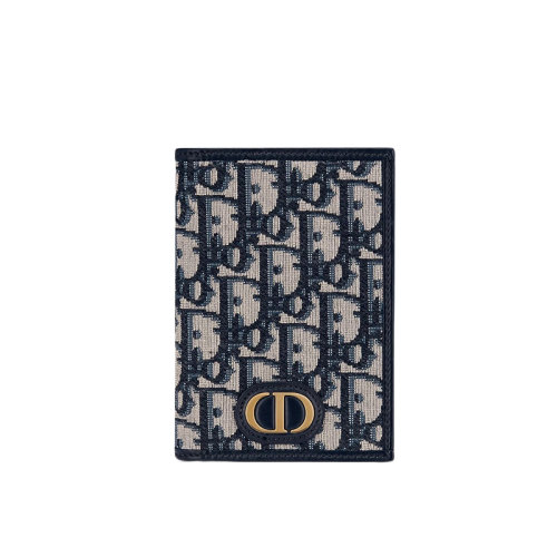 DIOR/迪奥 30 MONTAIGNE系列 蓝色Dior斜纹提花帆布护照夹 S2095UTZQ_M928