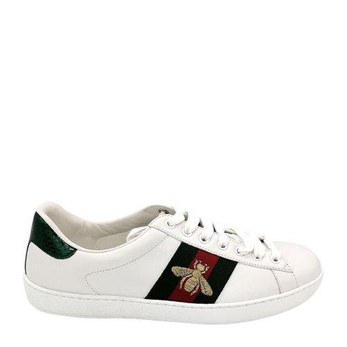 GUCCI /古驰  Ace系列 蜜蜂刺绣拼色平底休闲小白鞋429446 A38G0 9064