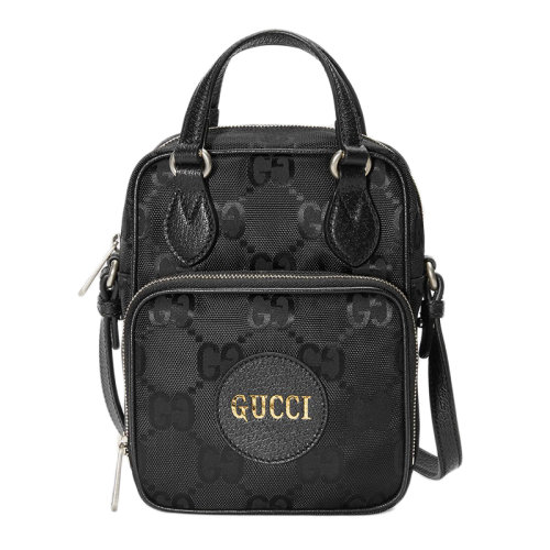GUCCI/古驰 20 Off the Grid系列 黑色再生材质双G花纹尼龙单肩包 625850H9HAN1000
