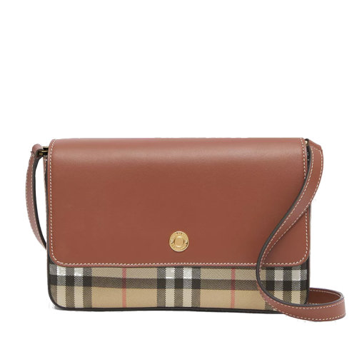 BURBERRY/博柏利  老花棕褐色格纹皮革便士包80492441