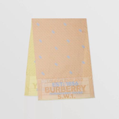  BURBERRY 22年秋冬 女士 双面两用专属标识丝质提花围巾 80531931