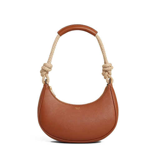 CELINE/赛琳 22新款AVA系列 女士棕色光滑小牛皮配绳质肩带单肩手提包 199393DGQ.04LU