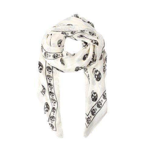 Alexander McQueen/亚历山大麦昆 女士白色真丝围巾 110640 4Q010 9260