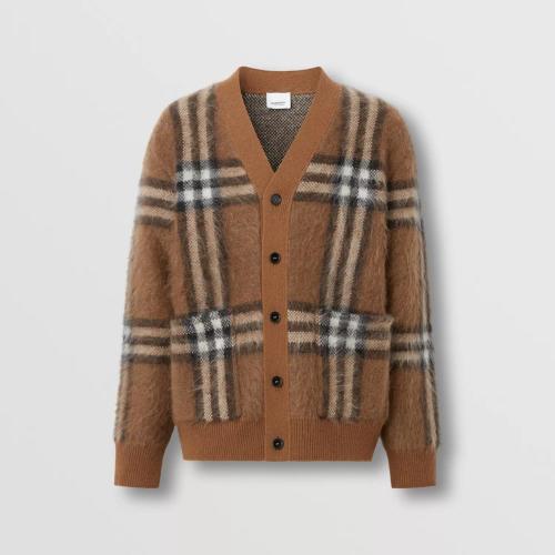  BURBERRY 22年秋冬 男士 格纹提花羊毛马海毛混纺开衫 80579071