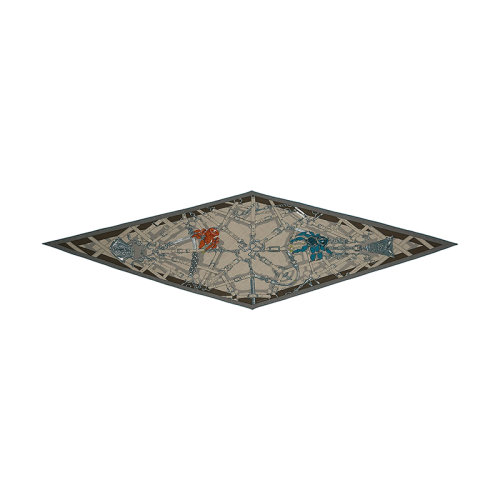 HERMES/爱马仕 22年早春新款 Losange系列 男士拼色羊绒真丝混纺围巾H433159T15