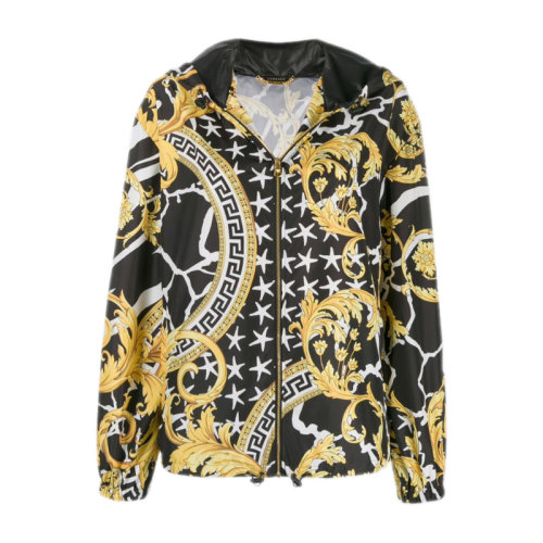VERSACE/范思哲 女士多色拼色涤纶印花装饰拉链开合连帽外套夹克 A84010-A231034-A7900