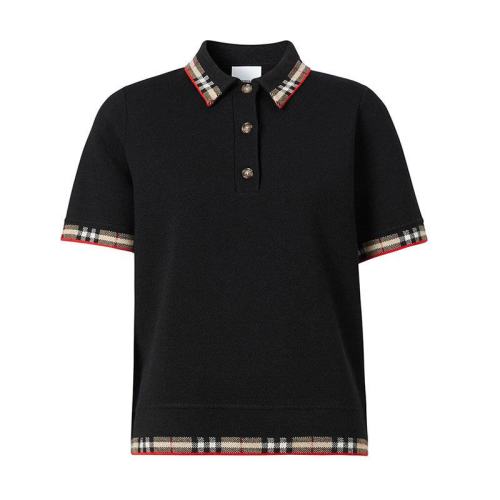  BURBERRY/博柏利 女士黑色经典格纹POLO衫 80296251