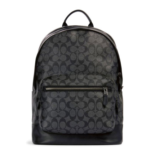 COACH/蔻驰 男士哑光黑色经典老花PVC/配皮双肩包旅行包男包 F2736QBAF4