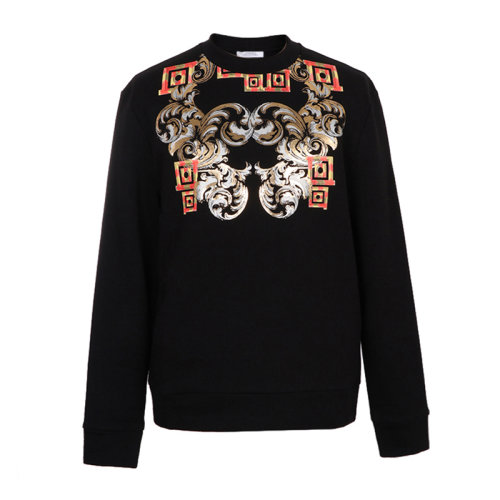 VERSACE/范思哲 男士黑色棉质彩色印花希腊回纹装饰圆领长袖上衣卫衣运动衫套头衫 V800821M-VJ00400-V7008