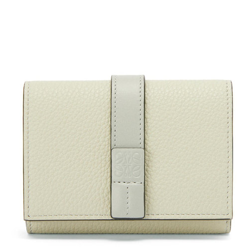 LOEWE/罗意威 22春夏新款 女士大理石绿/灰白色柔软粒面牛皮革徽标压印三折钱包0010697316