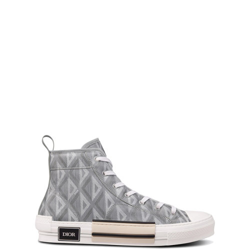 DIOR/迪奥 22年春夏新款 B23系列 男士灰色帆布CD Diamond图案高帮运动鞋帆布鞋3SH118ZPP_H868