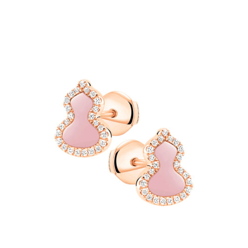 QEELIN/麒麟珠宝 22新款Wulu系列 18K金玫瑰金镶嵌钻石粉红蛋白石葫芦耳环WU-ERSD0002E-RGDPO