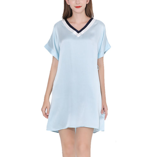 GeleiStory/GeleiStory  夏短袖纯色休闲薄款桑蚕丝绸ins风睡裙可外穿女睡衣/家居服