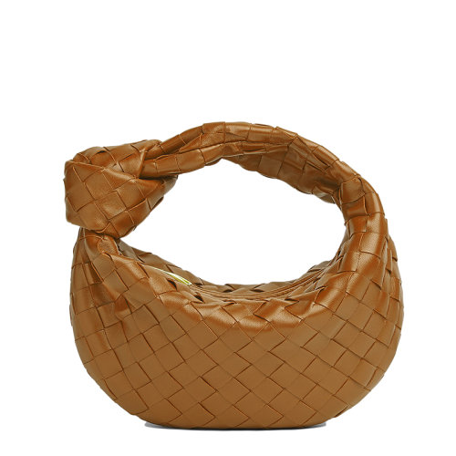 Bottega Veneta/葆蝶家 22春夏新款MINI JODIE系列 女士焦糖色Intrecciato编织皮革单隔层手提包651876VCPP59830