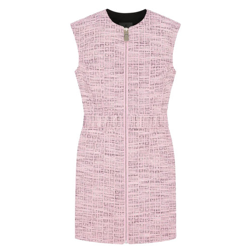 Givenchy/纪梵希 22年秋冬新款 迪士尼联名系列 女士粉色/黑色织物4G图案提花无袖短款连衣裙BW21DB13N0-692