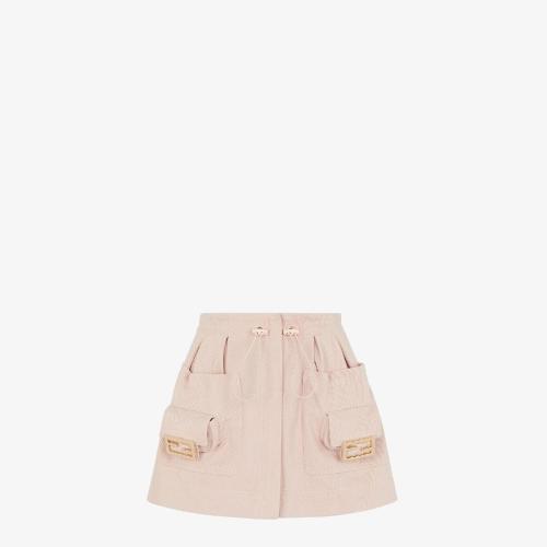  FENDI芬迪 22年秋冬 女士 半身裙 粉红色粗斜纹布半身裙 FQ7439AM34F1J7A