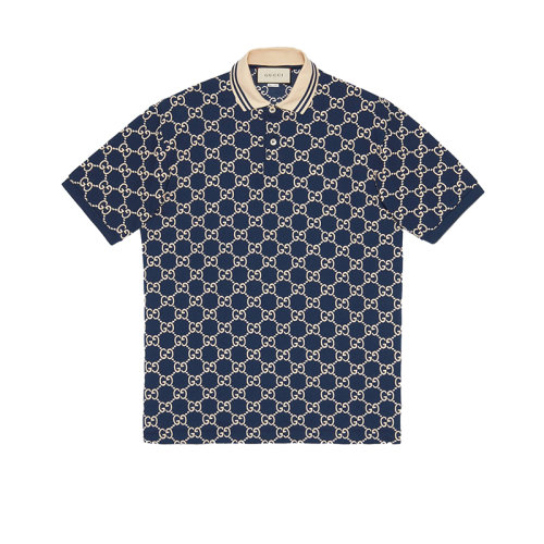 GUCCI/古驰  男士GG印花弹力棉短袖POLO （2色可选）