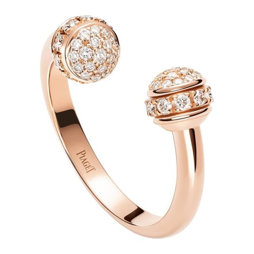 PIAGET/伯爵 经典POSSESSION时来运转系列 18K金玫瑰金满钻开口戒指 G34P4F00