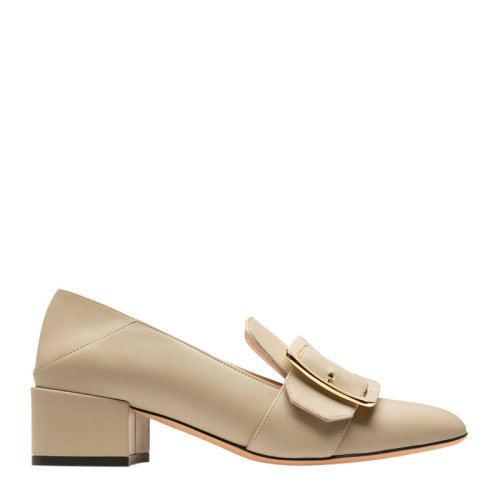 BALLY/巴利 女士米色小牛皮时尚方跟浅口鞋高跟鞋皮鞋时尚单鞋一脚蹬懒人鞋女鞋 6228160