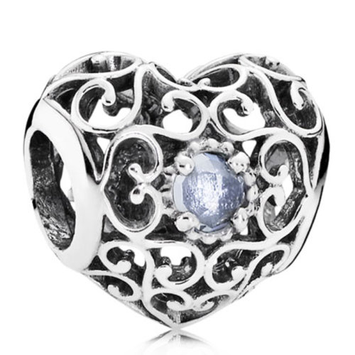 PANDORA/潘多拉 女士925银生辰石生辰珠之三月DIY手链珠子串饰串珠 791784NAB