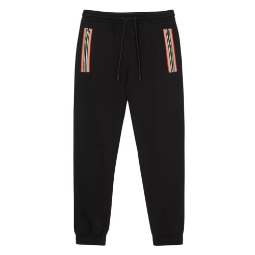 BURBERRY/博柏利 经典款 男士黑色标志性条纹细节棉质休闲运动裤80333951