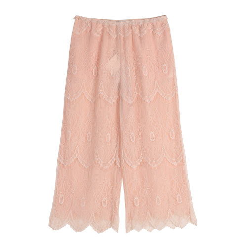 19年秋冬款nisiss/怡夕伸缩腰带花卉蕾丝直身长裤女士休闲裤N175XP1032