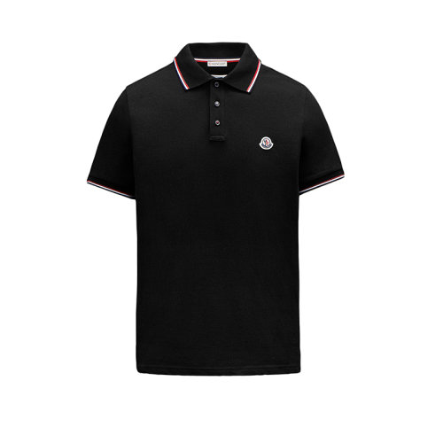 Moncler/蒙克莱 22年早春新款 男士黑色纯棉三色饰边徽标短袖POLO衫T恤H10918A7030084556999