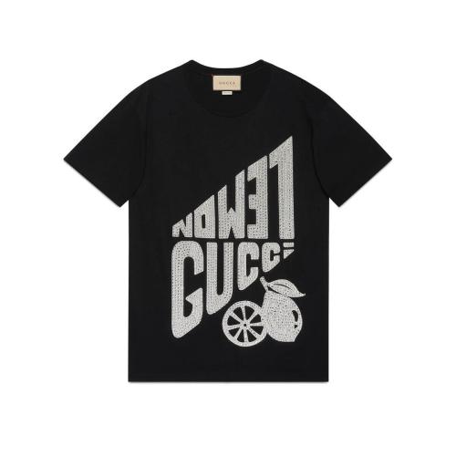  GUCCI古驰 22年秋冬 女士 水晶“Lemon Gucci”印花棉质T恤 615044 XJDZ4 1043