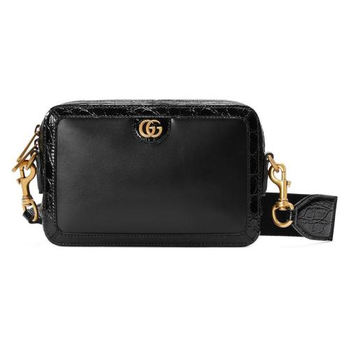  GUCCI古驰 22年秋冬 男士 饰双G鳄鱼皮滚边肩背包 710861 AAATF 1000