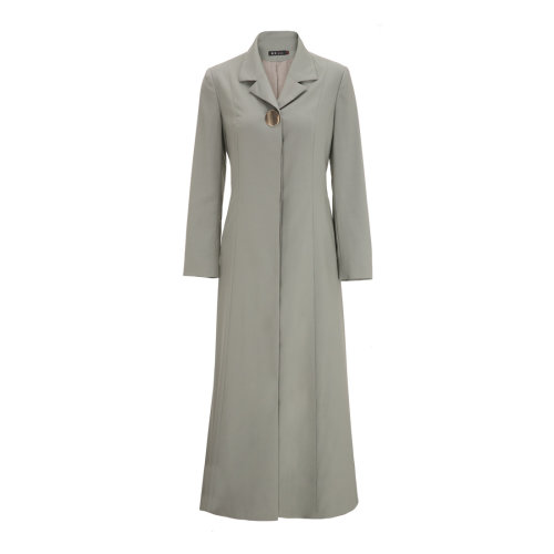 bifu by xingchen/彼伏海泡沫绿金扣装饰羊毛长款外套女士风衣