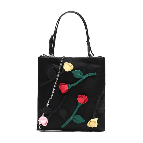 PRADA/普拉达 单肩包 女士织物花朵装饰手提单肩斜挎包 1BA252 2DCP V O4L