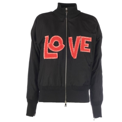 Moncler/蒙克莱 蒙口 女装 时尚百搭 LOVE字母黑色女士立领风衣 4537705539JQ999