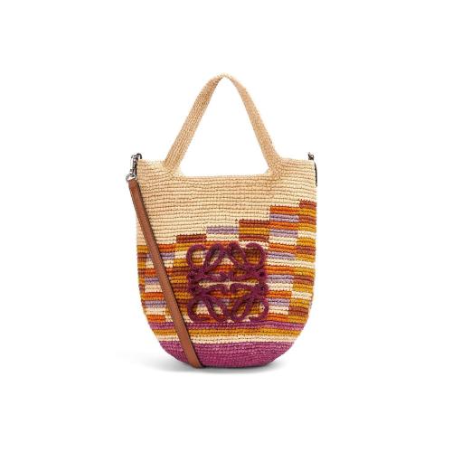  LOEWE罗意威 22年秋冬 女士 手提包 Mini Slit bag in rainbow raffia and calfskin A685453X0