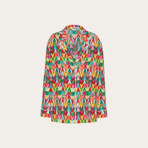  VALENTINO华伦天奴 22年秋冬 女士 长袖衬衫 CHEMISE FACON PYJAMA IMPRIMéE EN CREPE DE CHI